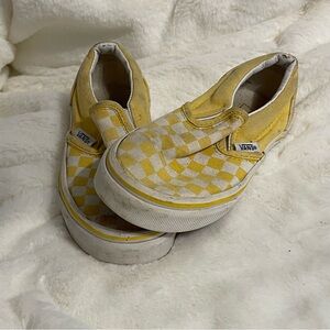 Vans Kids Yellow and White Checkered Sneakers